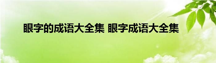 眼字的成语大全集 眼字成语大全集 